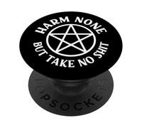 Harm None But Take No Shit Cheeky Witch Wiccan Pentacle PopSockets Adhesive PopGrip