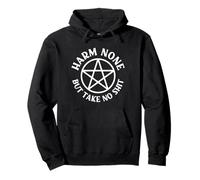 Harm None But Take No Shit Cheeky Witch Wiccan Pentacle Pullover Hoodie
