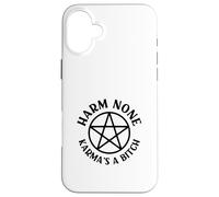 Harm None Karma's a Bitch Cheeky Witch Wiccan Pagan Pentacle Case for iPhone 16 Plus