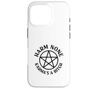 Harm None Karma's a Bitch Cheeky Witch Wiccan Pagan Pentacle Case for iPhone 16 Pro
