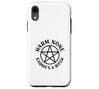 Harm None Karma's a Bitch Cheeky Witch Wiccan Pagan Pentacle Case for iPhone XR