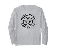 Harm None Karma's a Bitch Cheeky Witch Wiccan Pagan Pentacle Long Sleeve T-Shirt