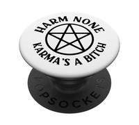 Harm None Karma's a Bitch Cheeky Witch Wiccan Pagan Pentacle PopSockets Adhesive PopGrip