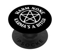Harm None Karma's a Bitch Cheeky Witch Wiccan Pagan Pentacle PopSockets Adhesive PopGrip