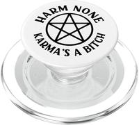 Harm None Karma's a Bitch Cheeky Witch Wiccan Pagan Pentacle PopSockets PopGrip for MagSafe