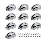 HARMAC HOUSE Chrome Cabinet Cup Handles 10 Pack Chrome Shell Shape Cupboard Drawer Pull Cup Handles, 3 Inch/76mm Screw Spacing, Kitchen Cupboard, Bedroom Dresser, Bathroom Wardrobe Pull Handles