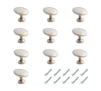 HARMAC HOUSE Oval Cabinet Knobs 10 Pack - Brushed Nickel Pull Handles for Kitchen Cupboard, Bedroom Dresser, Bathroom Wardrobe Door - Mushroom Handles (10)