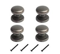 HARMAC HOUSE Vintage Cabinet Knobs 4 Pack Heavy Duty Antique Bronze Round Pull Handles, 32mm Diameter,Solid Kitchen Cupboard, Dresser, Bathroom Wardrobe Door Drawer Handle Mushroom Handles Knobs (4)