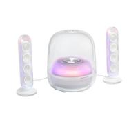Harman Kardon SoundSticks 5 Home Wi-Fi Speaker, 3-Way Speaker Design, Single-Cable HDMI ARC Connectivity, Multi-Speaker Connection by Auracast, Colourful Lightshows, White