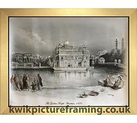 Harmandir Sahib Golden Temple Amritsar Punjab India Photo Picture Framed - 23 X 18 | Gold Frame