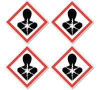 Harmful to Health, Danger Symbol UN/GHS Hazard Pictogram - Stickers: 10 cm, Pack of 4
