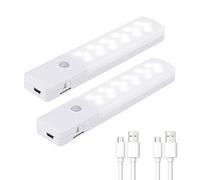 harmiey Motion Sensor Light, Wireless Night Light LED USB Rechargeable Indoor Automatic Light Super Long Battery Life for Closet, Cabinet, Stairs, Drawer, Pantry, Cupboard, Wardrobe (2 Pack)