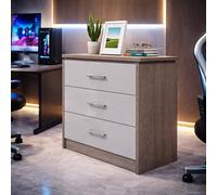 Harmin 3 Drawer Chest - Dark Oak Frame with High Gloss Grey Fronts Harmin Grey