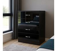 Harmin Black High Gloss 4 Drawer Chest - Height 68.5 Cm X Width 60 Cm X Depth 40 Cm