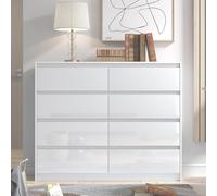 Harmin Grey 8 Drawer High Gloss Chest / Sideboard / Cabinet Handleless Sleek Design Harmin White One Size
