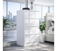 Harmin Handleless High Gloss 4 drawer White chest of Drawers - H99cm X W40cm Harmin White