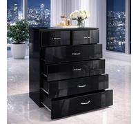 Harmin High Gloss Black 6-Drawer Chest of Drawers - Modern Storage Unit Harmin Black