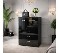 Harmin High Gloss Black 6 Drawer Sideboard / Cupboard / Buffet / Chest