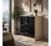 Harmin High Gloss Black on Sonoma Oak 4 Drawer Chest Harmin Black