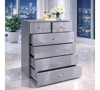 Harmin High Gloss Grey 6-Drawer Chest of Drawers - Modern Storage Unit Harmin Grey