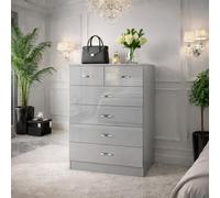 Harmin High Gloss Grey 6 Drawer Sideboard / Cupboard / Buffet / Chest