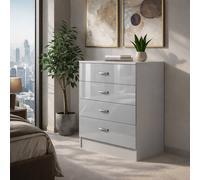 Harmin High Gloss Grey on Matt Grey 4 Drawer Chest Harmin Grey