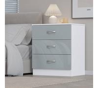 Harmin High Gloss Grey on White 3 Drawer Chest of Drawers Harmin Grey