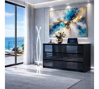 Harmin High Gloss Sleek Handleless 6 Drawer Chest Of Drawers in Black Harmin Black