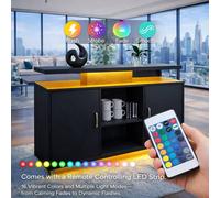 Harmin Modern Black LED Coffee Stand Sideboard | Bar Cabinet Storage Unit Harmin Black