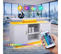 Harmin Modern White LED Coffee Stand Sideboard | Bar Cabinet Storage Unit Harmin White