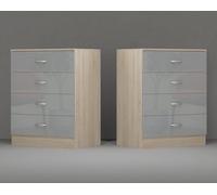 Harmin Pair Of High Gloss Grey On Sonoma Oak Frame Chest Of Drawers