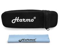 Harmo Harmonica Case for 12 Hole Chromatic Harmonica, Single Harmonica Protective Zippered Carrying Case, Storage Case with Cleaning Cloth - Fits Hohner, Suzuki, Seydel - Designed in USA