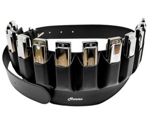 Harmo Professional Harmonica Belt, 12-Slot Capacity for Diatonic Harmonicas, Durable Microfiber Leather Belt with Secure Metal Buckle, Fits Hohner, Seydel, Suzuki, Easttop, Lee Oskar - Designed in USA