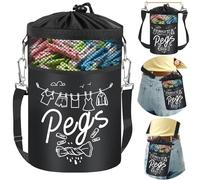 Harmondy Premium Peg Bag for Washing Line with Hanger,Waterproof Peg Bag with Closing Cord and Adjustable Shoulder Strap for Laundry Clothes Pegs, Indoor Outdoor Clothes line Peg Bags for Washing