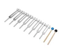 Harmonic Aluminum Alloy Tuning Fork Set - 8-Piece Portable Sound Healing Kit with Hammer & Cloth for Chakra Balancing Meditation and Frequency (Silve