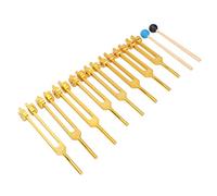 Harmonic Aluminum Alloy Tuning Fork Set - 8-Piece Portable Sound Healing Kit with Hammer & Cloth for Chakra Balancing Meditation and Frequency (Gold)