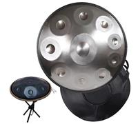 Harmonic Handpan Drum 22 Inch Hand pan Steel Drums in D Minor, Prremium Steel Tongue Drum Instrument 9/10/12 Notes for Sound Healing, Yoga Handdrum(Silver,10 Notes(440Hz))