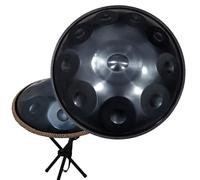 Harmonic Handpan Drum 22 Inch in D Minor, Prremium Steel Tongue Drum Instrument 9/10/12 Notes Hand pan Steel Drums, Includes Soft Bag, Mallets, Stand, Cleaning Cloth(Black,10 Notes/432Hz)