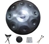 Harmonic Handpan Drum Hand Pan 9 10 12 14 Notes Professional Percussion Instrument Steel Handpan with Travel Bag Rope Decoration and Mallets for Meditation Yoga Zen,Silver,9Notes