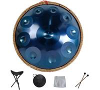Harmonic Handpan Drum Hand Pan 9 10 12 14 Notes Professional Percussion Instrument Steel Handpan with Travel Bag Rope Decoration and Mallets for Meditation Yoga Zen,Blue,10Notes