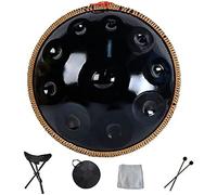 Harmonic Handpan Drum Hand Pan 9 10 12 14 Professional Percussion Instrument Steel Handpan With Travel Bag Rope Decoration For Meditation Yoga Zen,Black,9Notes