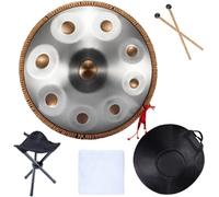 Harmonic Handpan Drum In D Major9 10 12 Notes 22 Inch Steel Hand Drum Percussion Instrument Yoga Meditation Beginner Handdrum Handmade Music Instrument Brown12Tones