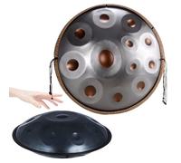 Harmonic Handpan Drum in D Minor 9/10/12 Notes steel tongue drums for adults 22 Inch, Percussion Instrument for Sound Healing, Personal Meditation,Yoga hand drums(Gold and silver,12 Notes(440Hz))