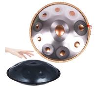 Harmonic Handpan Drum in D Minor 9/10/12 Notes steel tongue drums for adults 22 Inch, Percussion Instrument for Sound Healing, Personal Meditation,Yoga hand drums(Gold and silver,10 Notes(440Hz))