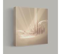 Harmonic Skylines, Cityscape Music Notes Canvas Wall Art Print, Architecture and Skyline, Ready to Hang Home Decor, Light Beams and Conceptual Art Vibes, 6 Sizes (6x6 to 20x20 in) (12x12inch)