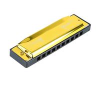 Harmonica, 10 Hole 20 Tune C Key Professional Standard Mouth Organ Musical Instrument with Case for Adults, Professionals, Beginner(Gold)