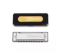 Harmonica 10 Hole Blues C Key Beginner Harmonica(Silver)