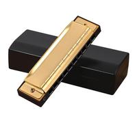 Harmonica 10-hole Blues Harmonica Beginner Instrument Adult Self-taught Blues Ten-hole Instrument(Gold)