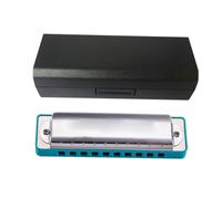 Harmonica 10-hole Blues Teaching Adult Beginner Professional Harmonica Adult Ten-hole Playing Instrument(Blue,B)