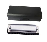 Harmonica 10-hole Blues Teaching Adult Beginner Professional Harmonica Adult Ten-hole Playing Instrument(Black,D)